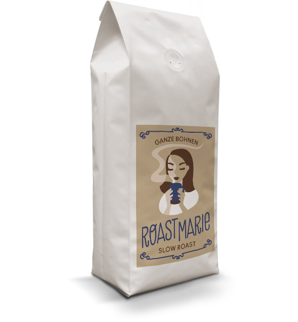 Design Etikett für die Verpackung von Roastmarie Slow Roast Kaffee
