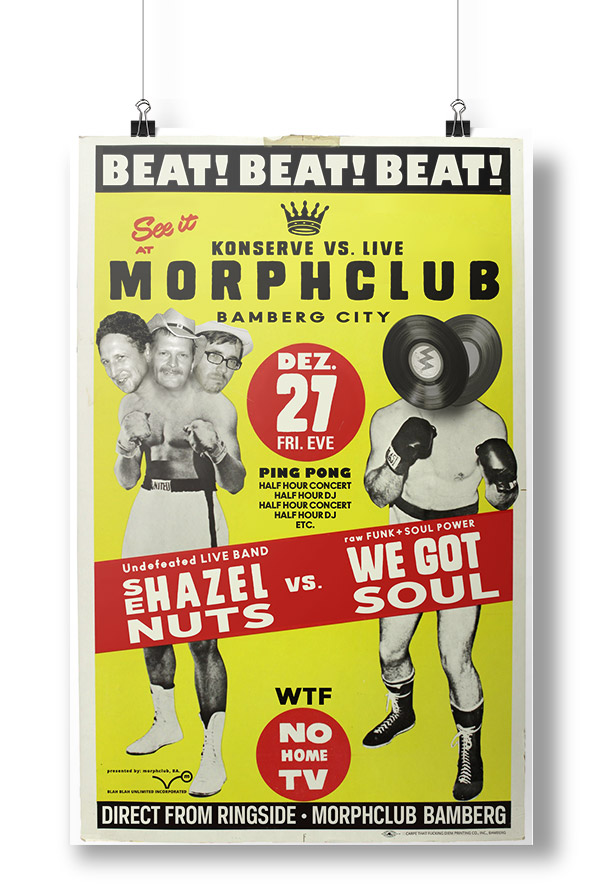 Grafikdesign dür Plakat BEAT BEAT BEAT für Musikclub morph club in Bamberg
