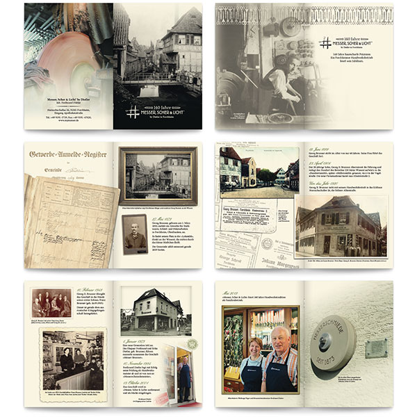 Der Grafiker aus Forchheim, Olli Lotz, gestaltet Broschüre “Messer, Scher und Licht” für Messer Distler aus der Apothekenstraße in Forchheim
